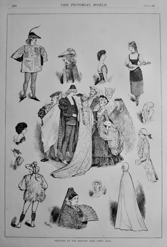 Sketches at the Bedford Park Fancy Ball.  1882.