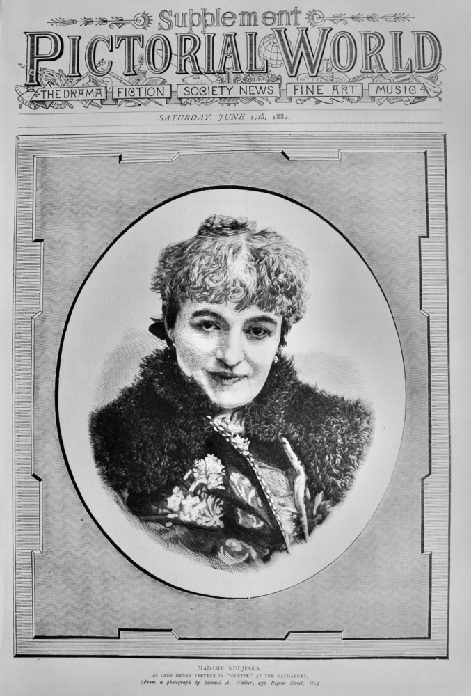 Madame Modjeska, as Lady Henry Trevene in "Odette" at the Haymarket.  1882.