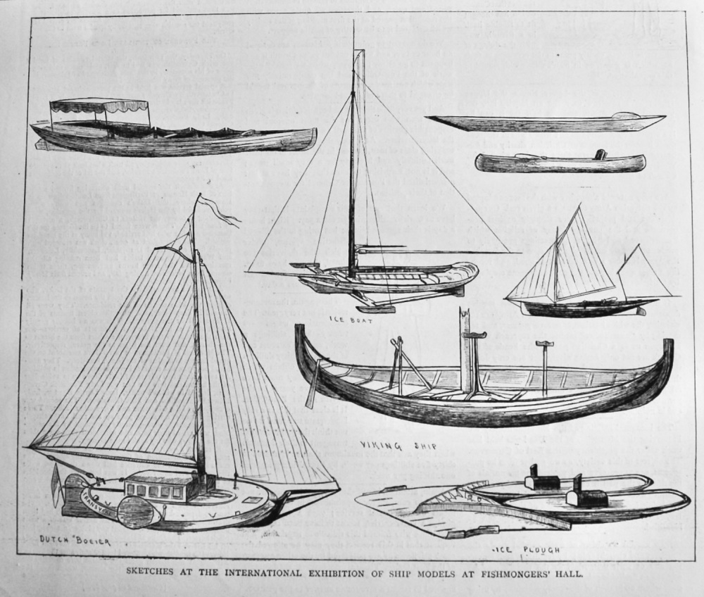 Sketches at the International Exhibition of Ship Models at Fishmongers' Hall.  1882.