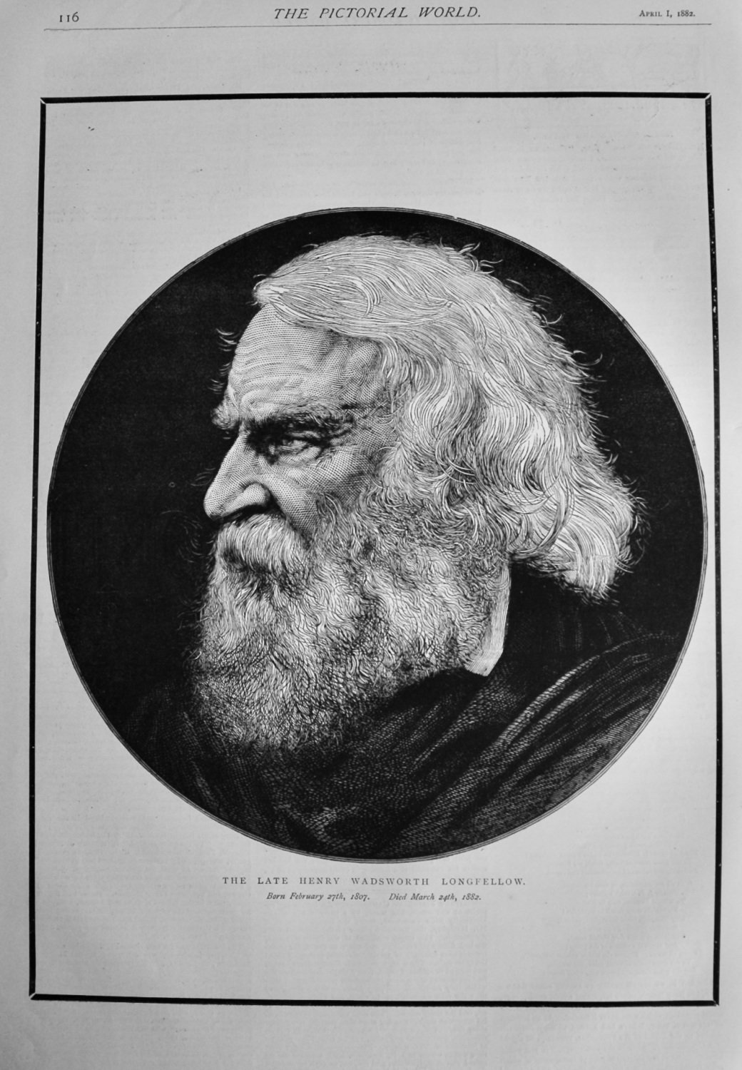 The Late Henry Wadsworth Longfellow.  1882.