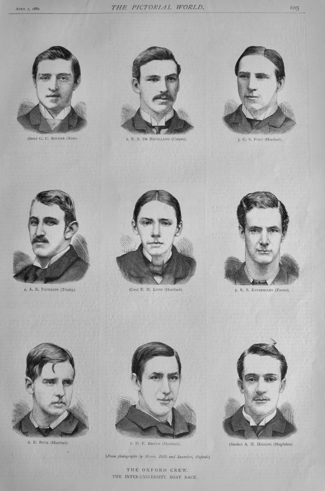 The Oxford Crew. - The Inter-University Boat race.  1882.