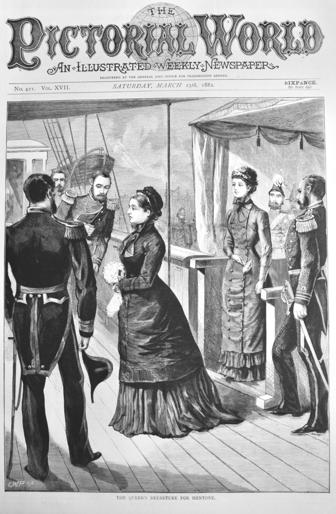 The Queen's Departure for Mentone.  1882.