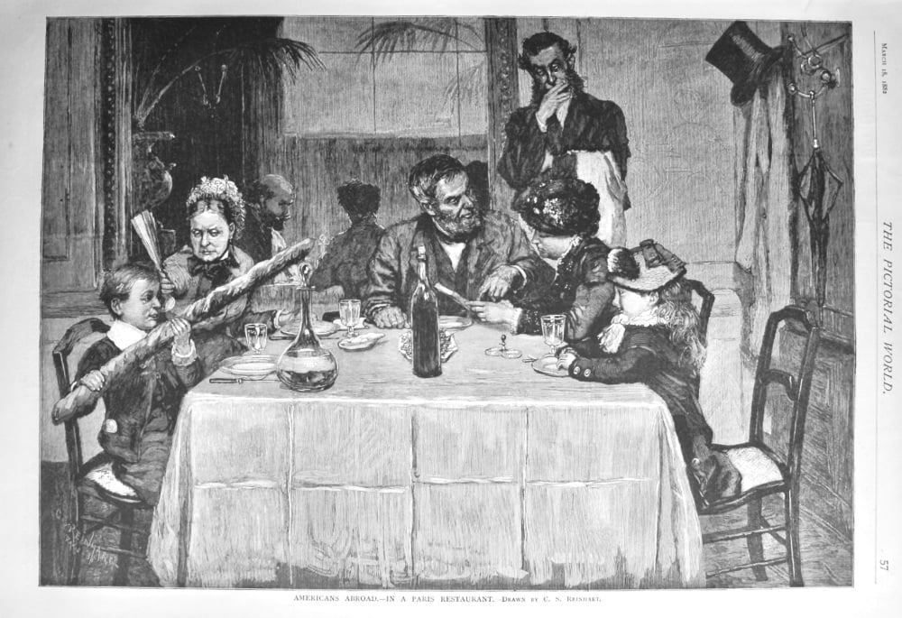 Americans Abroad.- In a Paris Restaurant. 1882.