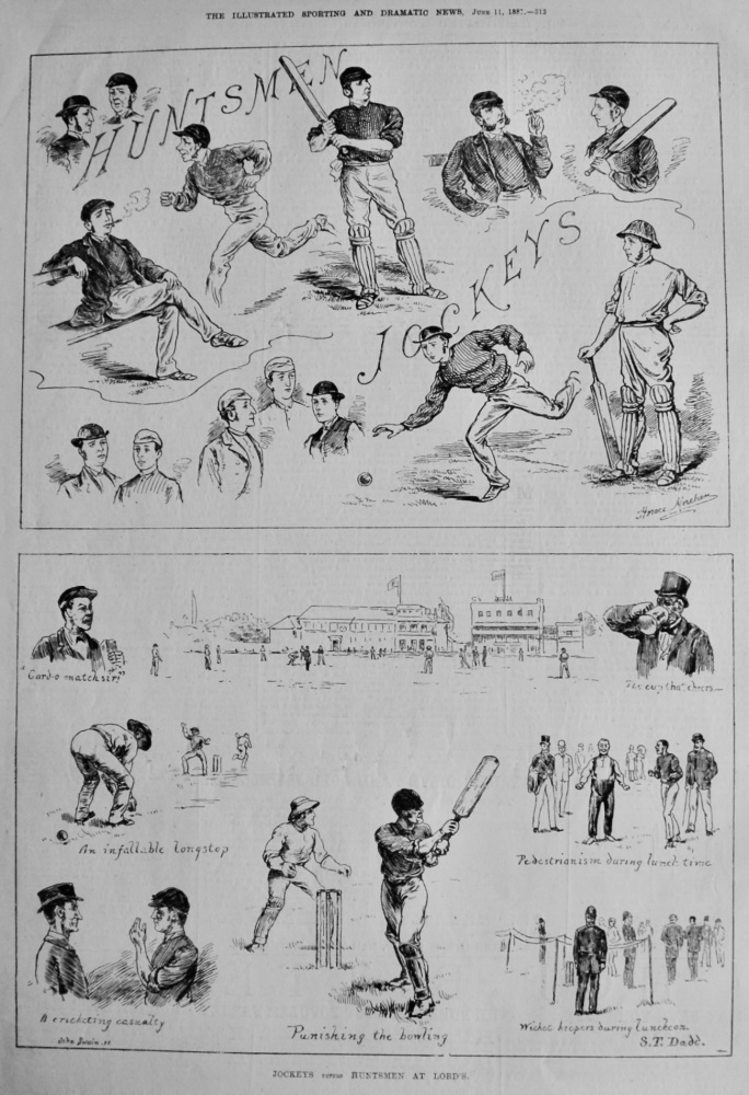 Jockeys  versus  Huntsmen at Lord's.  1881. (Cricket).