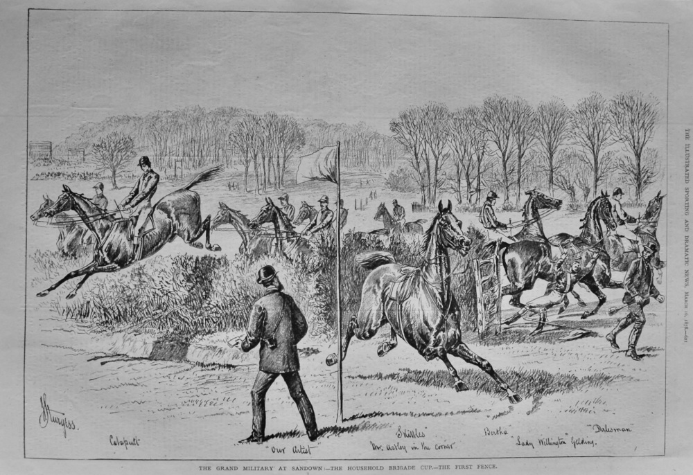 The Grand Military at Sandown :- The Household Brigade Cup.- The First Fence.  1878.