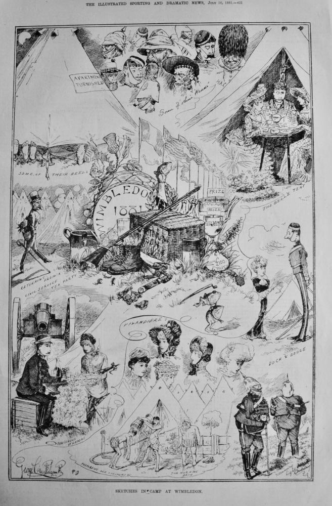 Sketches in Camp at Wimbledon.  1881.