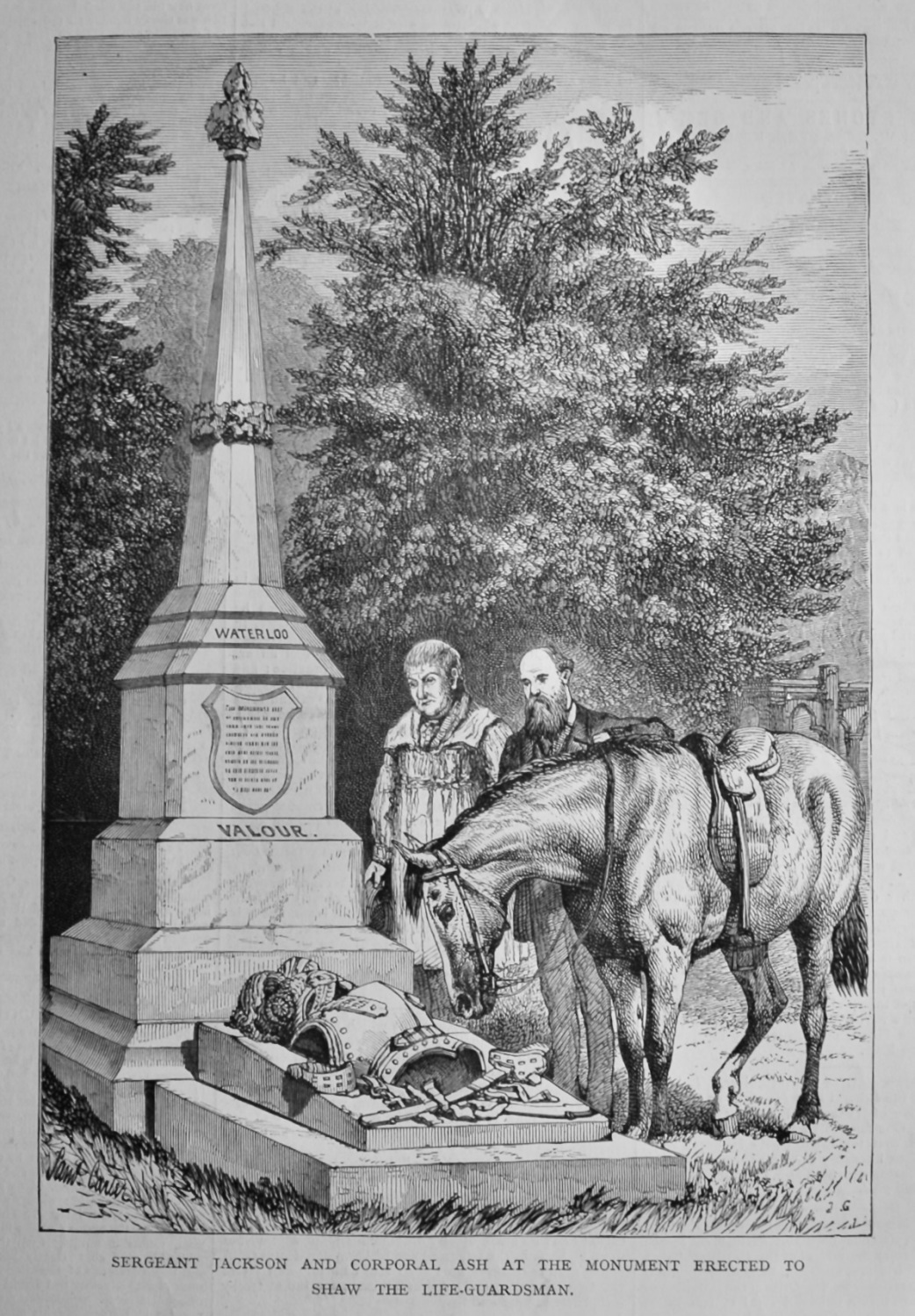 Sergeant Jackson and Corporal Ash at the Monument erected to Shaw the Life-