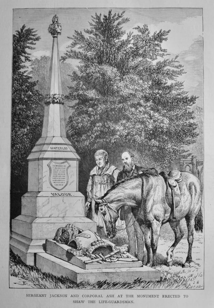 Sergeant Jackson and Corporal Ash at the Monument erected to Shaw the Life-Guardsman.  1878.