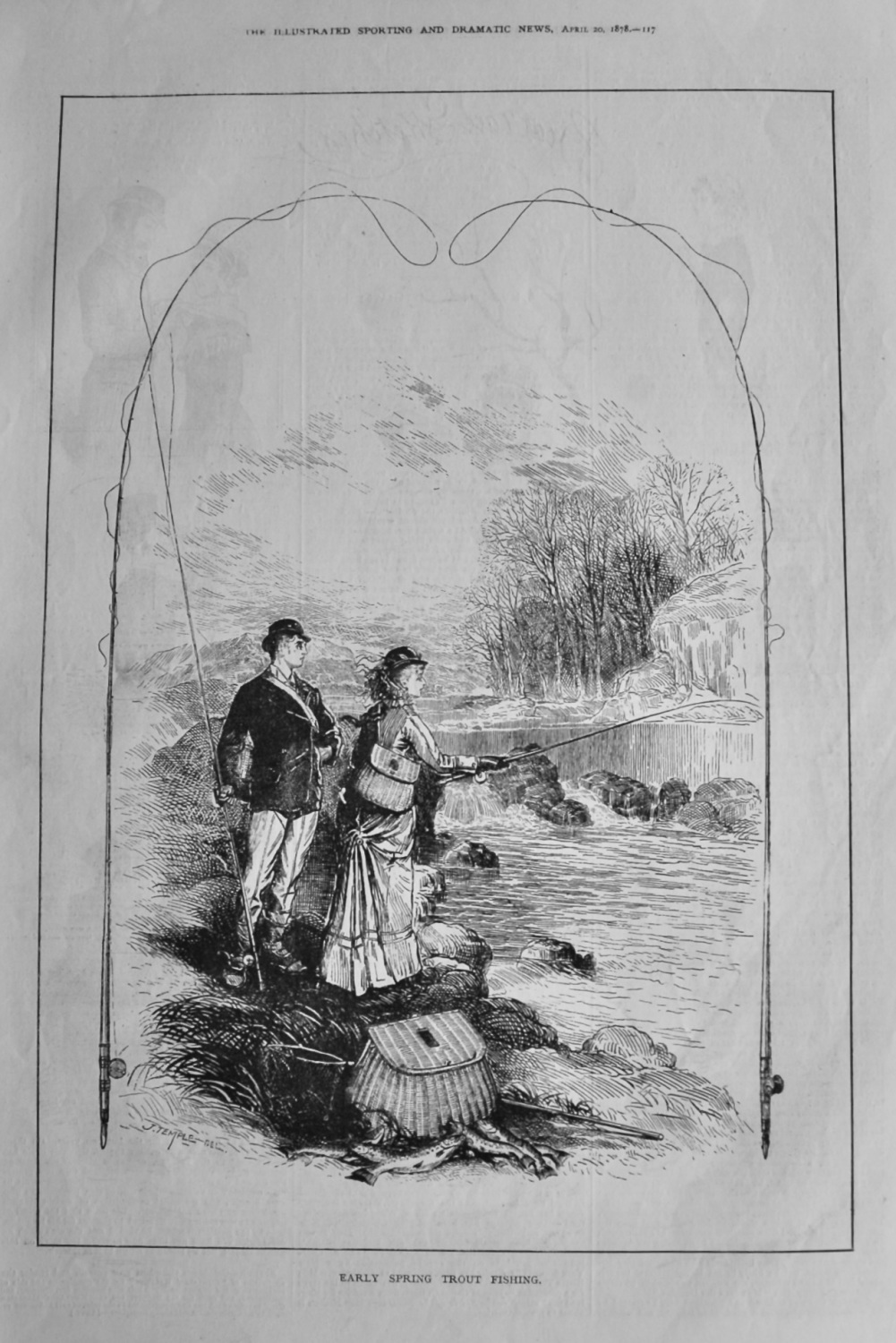 Early Spring Trout fishing.  1878.