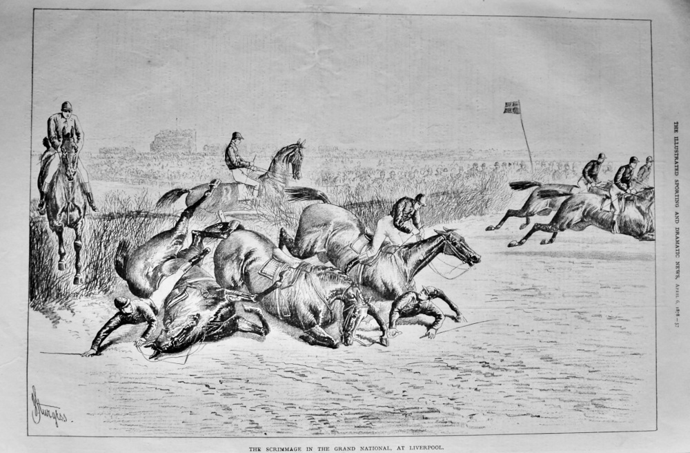 The Scrimmage in the Grand National, at Liverpool.  1878.