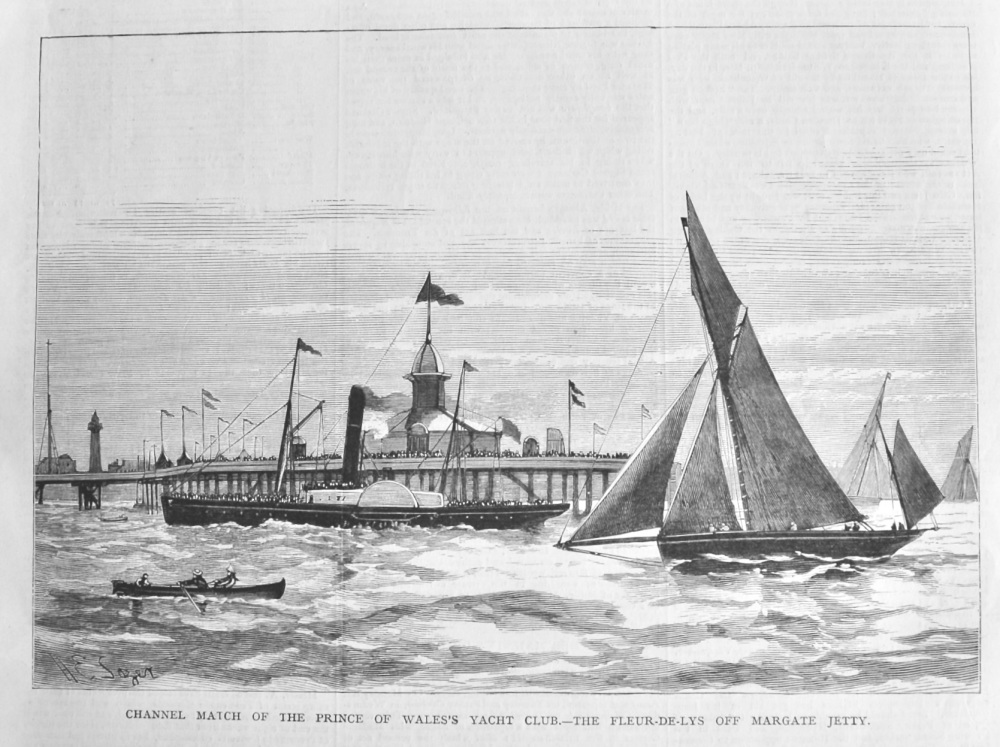 Channel Match of the Prince of Wales's Yacht Club.- The Fleur-de-Lys  off Margate Jetty.  1878.