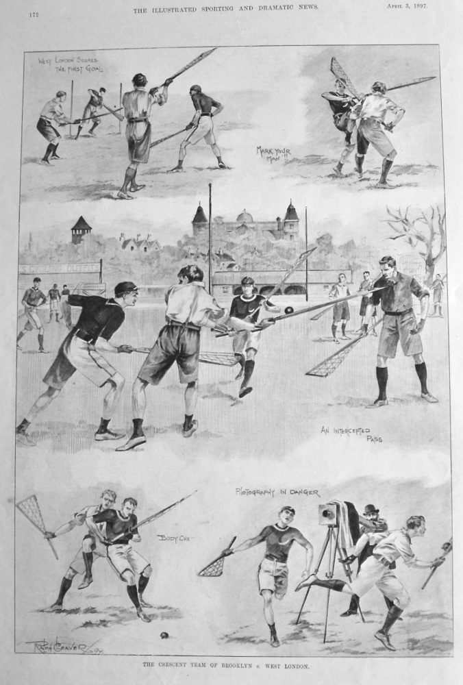 The Crescent Team of Brooklyn  v.  West London.  (Lacrosse)  1897.