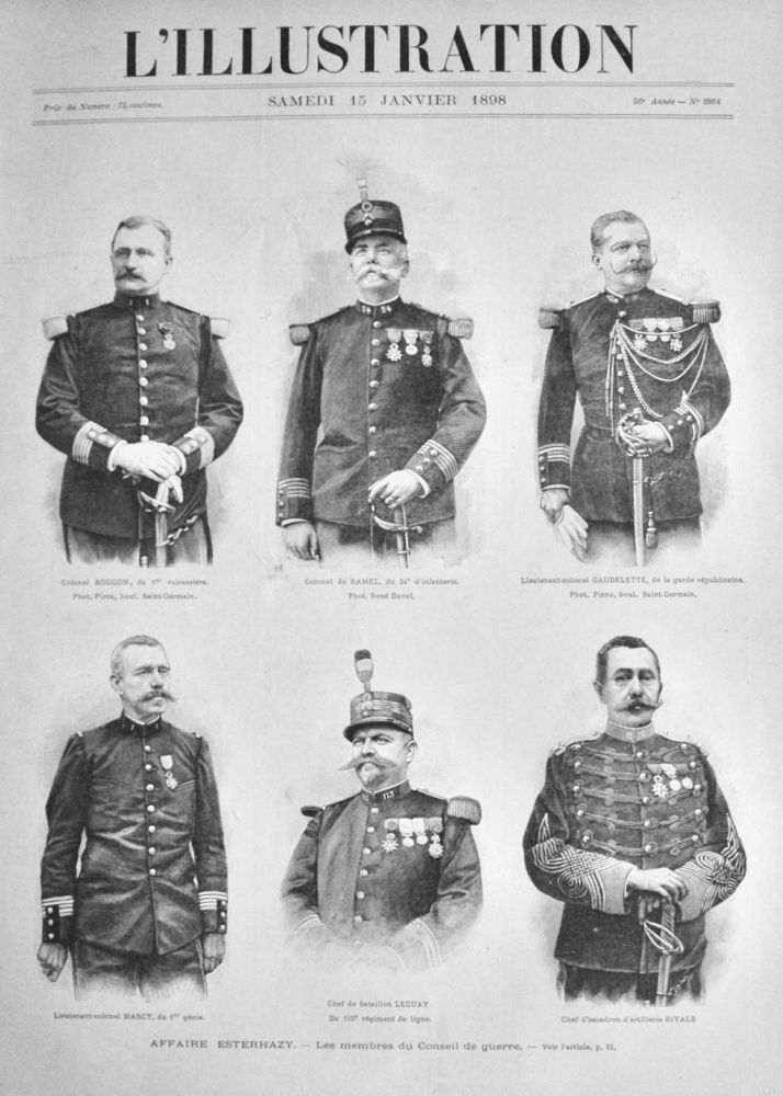 Affaire Esterhazy.- Les membres du Conseil de guerre.  1898.
