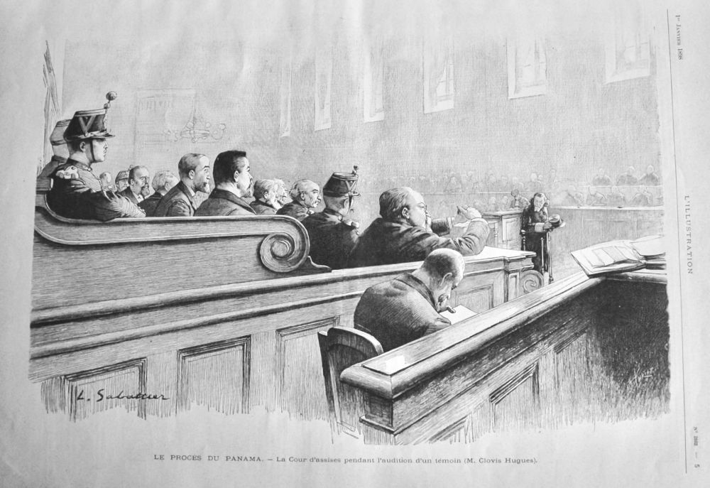Le Proces Du Panama.- La Cour d'assises pendant Paudition d'un temoin  (M. Clovis Hugues).  1898.