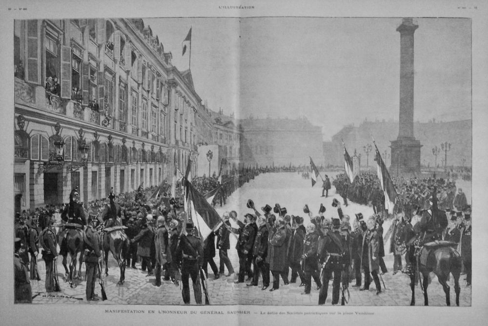 Manifestation En L'Honneur Du General Saussier. - Le defile des Societes patriotiques sur la place Vendome.