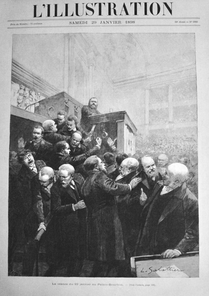 La seance du 22 janvier au Palais-Bourbon.  1898.