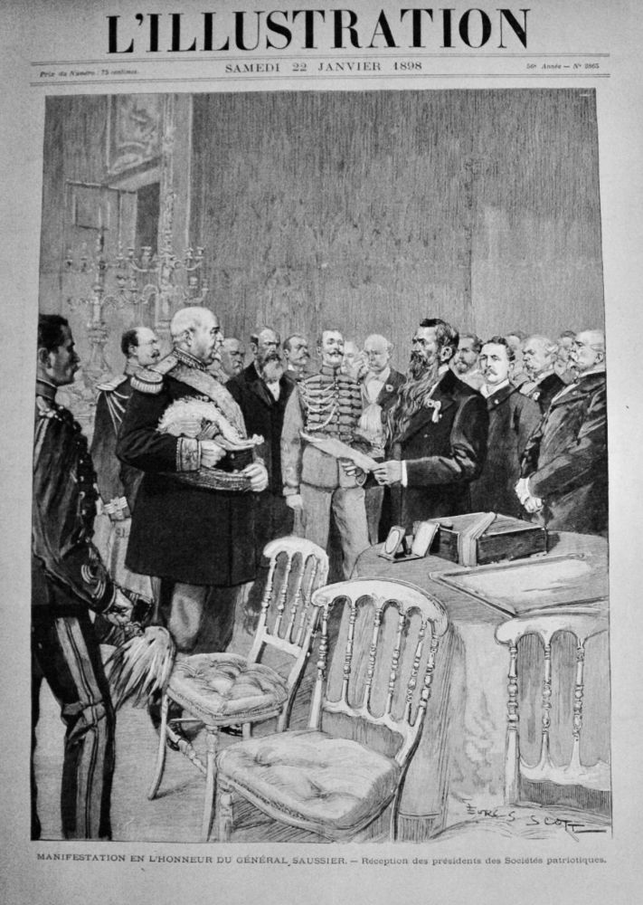 Manifestation en L'Honneur Du General Saussier.- Reception des presidents des Societes patriotiques.  1898.