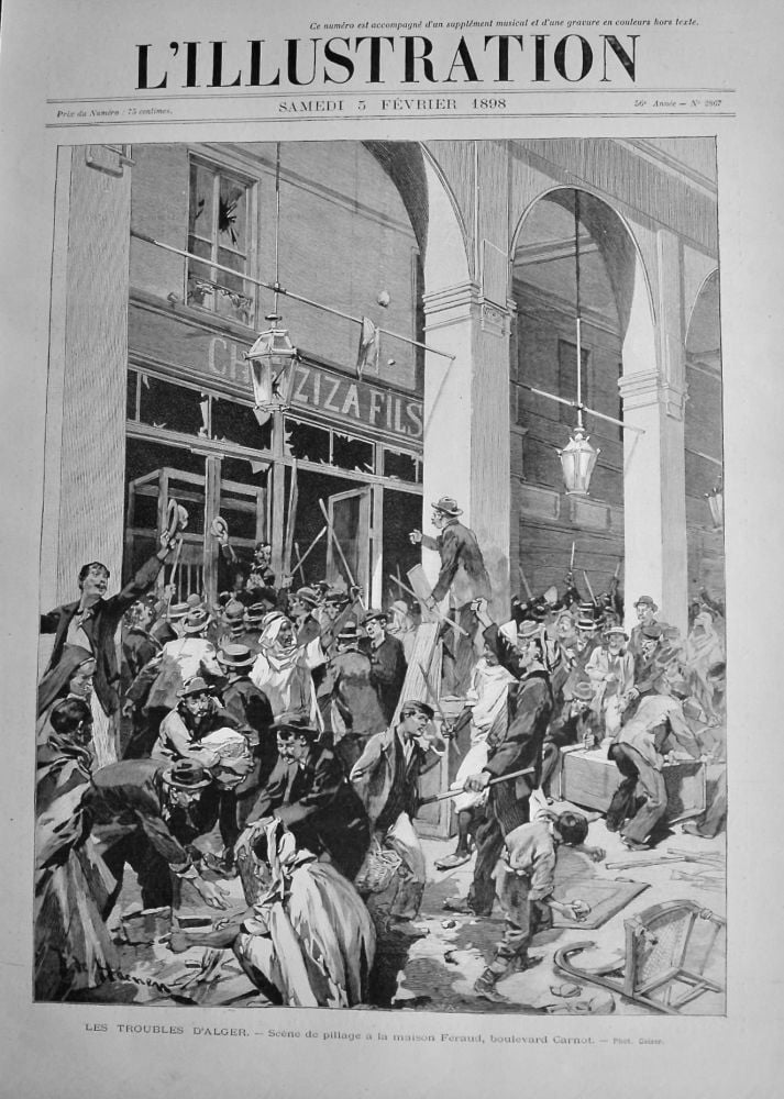 Les Troubles D'Alger. - Scene de pillage a la maison Feraud, boulevard Carnot.  1898.
