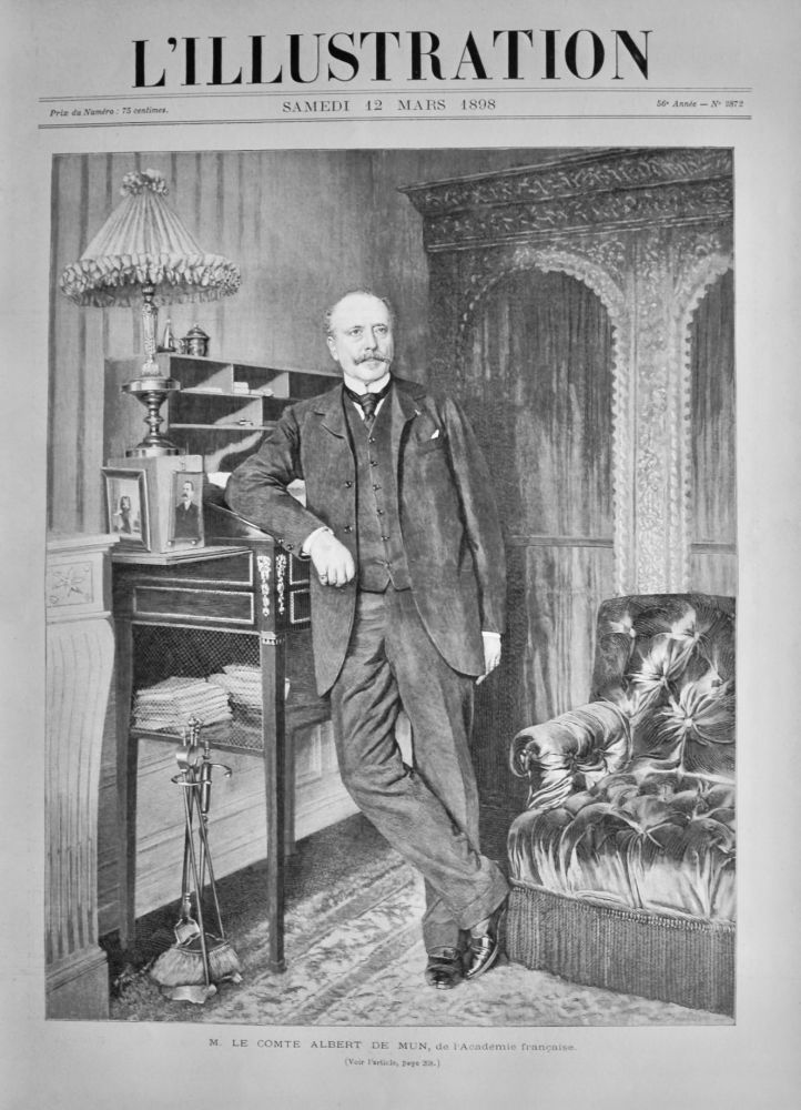 M. Le. Comte Albert De Mun. de L'Academie francaise.  1898.