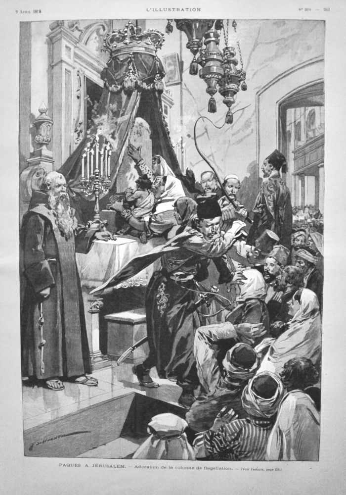 Paques a Jerusalem.- Adoration de la colonne de flagellation.  1898.