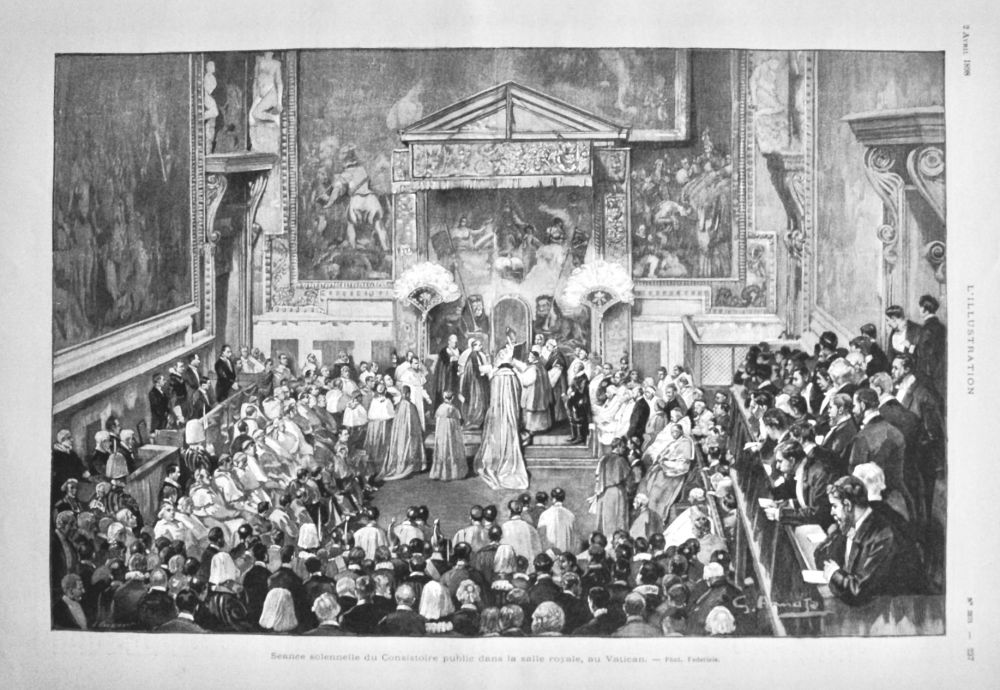 Seance solennelle du Consistoire public dans la salle royale, au Vatican.  1898.