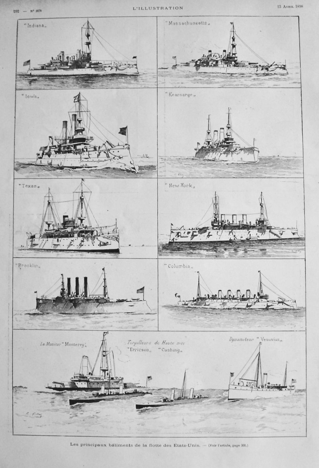 Les principaux batiments de la flotte des Etats-UNis.  1898.