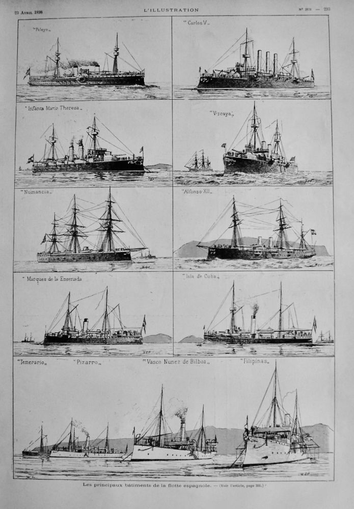 Les principaux batiments de la flotte espagnole.  1898.