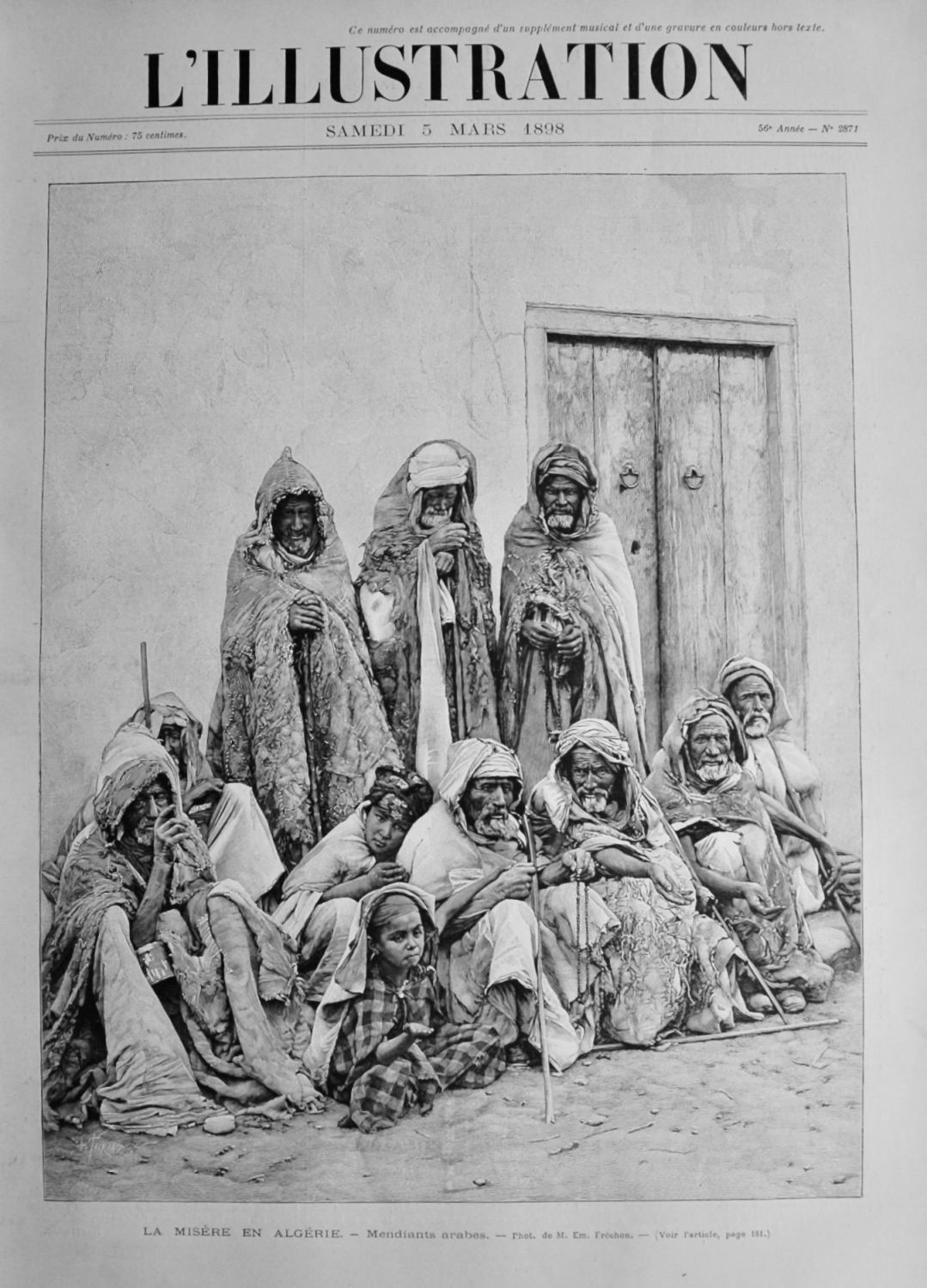 La Misere en Algerie.- Mendiants arabes.  1898.