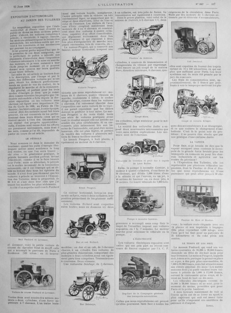 Exposition D'Automobiles Au Jardin des Tuileries.  1898.
