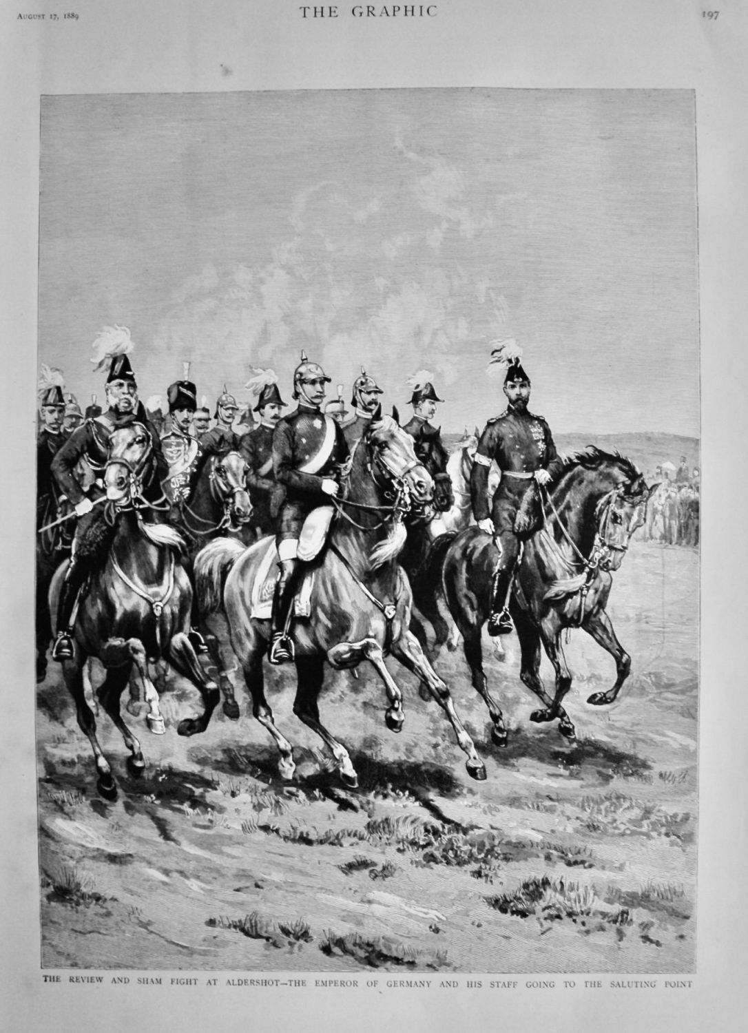 The Review and Sham Fight at Aldershot - The Emperor of Germany and his Sta