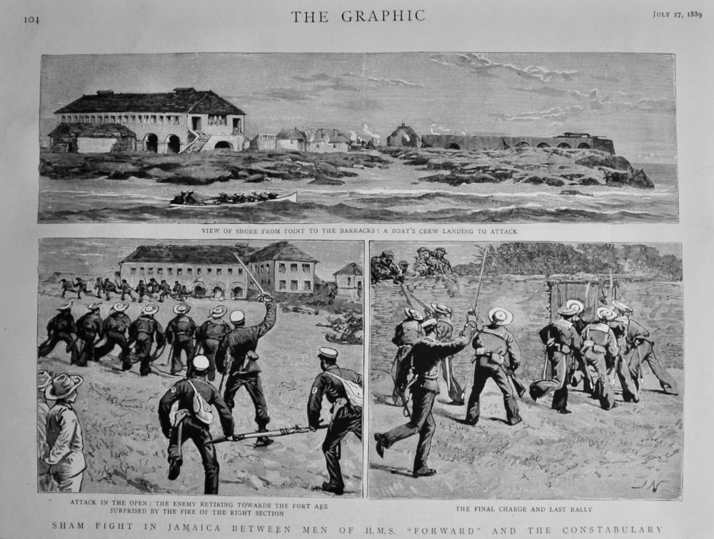 Sham Fight in Jamaica between Men of H.M.S. "Forward" and the Constabulary.  1889.