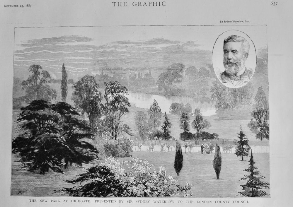 The New Park at Highgate Presented by Sir Sydney Waterlow to the London County Council.  1889.