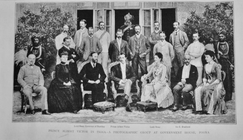 Prince Albert Victor in India - A Photographic Group at Government House, Poona.  1889.