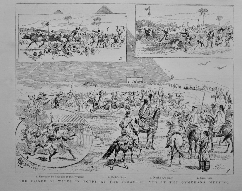 The Prince of Wales in Egypt - At the Pyramids, and at the Gymkhana Meeting.  1889.