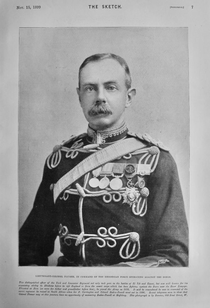 Lieutenant-Colonel Plumer, in Command of the Rhodesian Force Operating against the Boers.  1899.