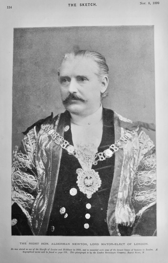The Right Hon. Alderman Newton, Lord Mayor-Elect of London.  1899.