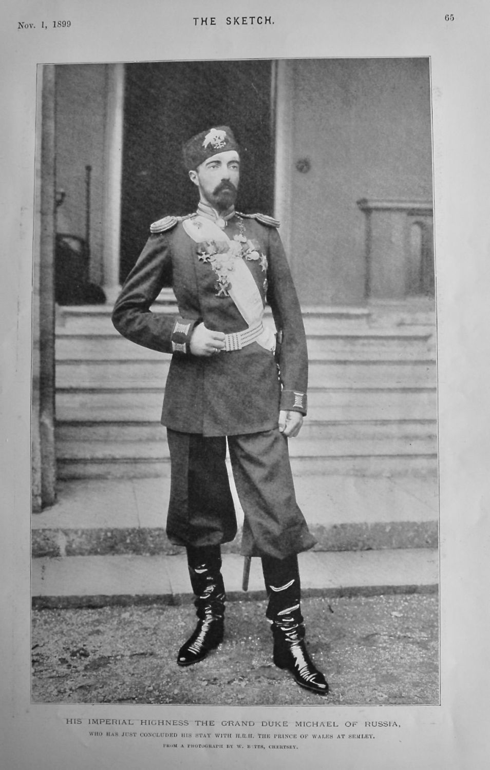 His Imperial Highness the Grand Duke Michael of Russia.  1899.
