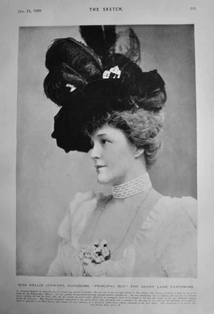 Miss Nellie Stewart, Handsome "Principal Boy" for Drury Lane Pantomime.  1899.