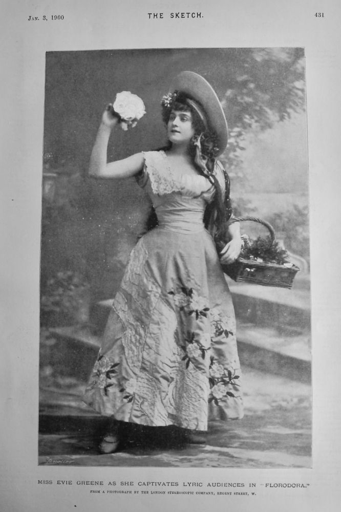 Miss Evie Greene as she Captivates Lyric Audiences in "Florodora."  1900.