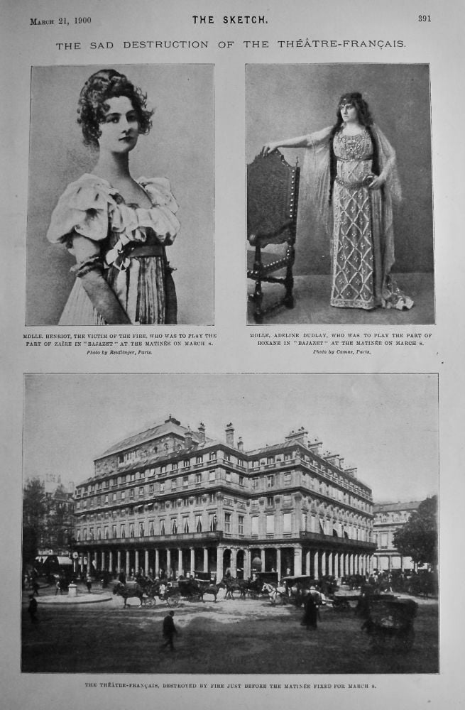The Sad Destruction of the Theatre-Francais.  1900.