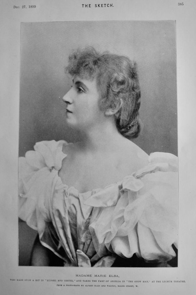 Madame Marie Elba.  1899.