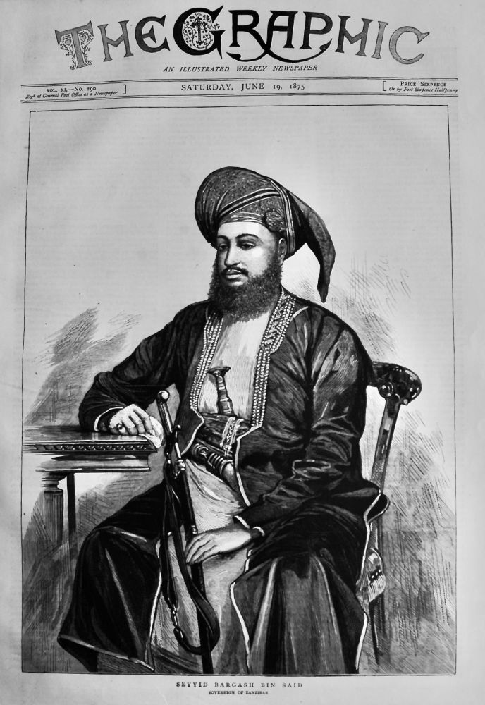 Seyyid Bargash Bin Said - Sovereign of Zanzibar.  1875.