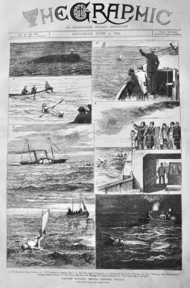 Captain Boyton's Second Channel Voyage.  1875.