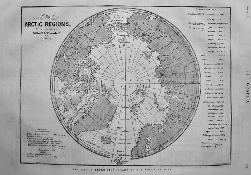 The Arctic Expedition - Chart of the Polar Regions.  1875.