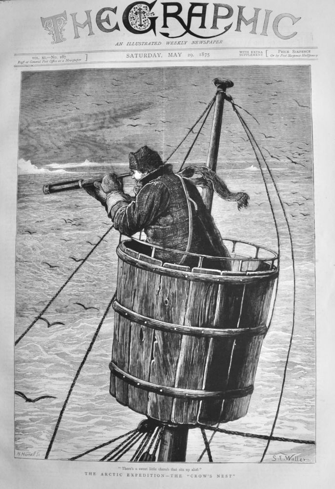 The Arctic Expedition - The "Crow's Nest."  1875.
