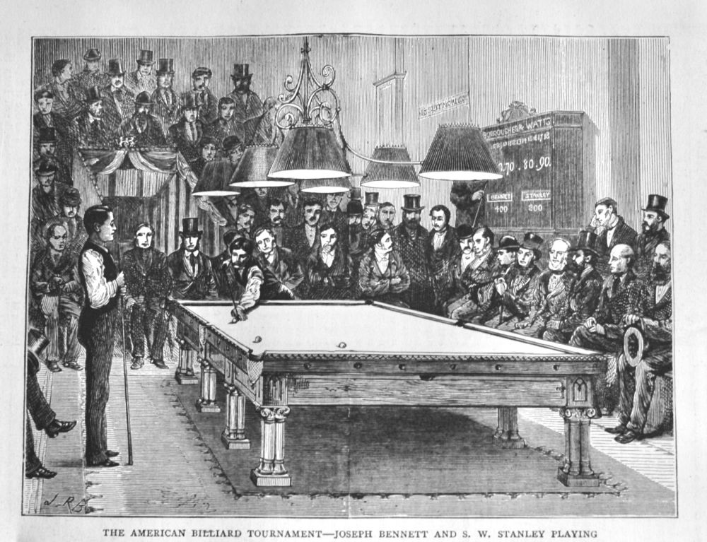 The American Billiard Tournament-Joseph Bennett and S. W. Stanley Playing.  1875.