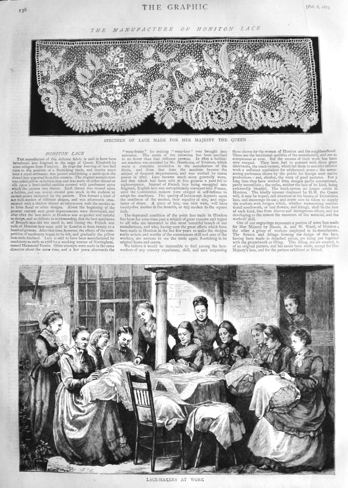 The Manufacture of Honiton Lace.  1875.