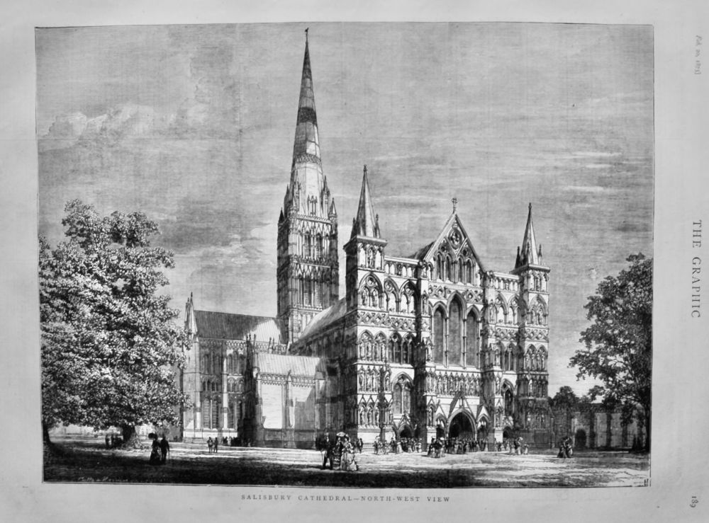 Salisbury Cathedral- North-West  View.  1875.