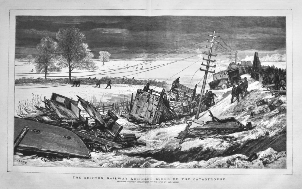 The Shipton Railway Accident - Scene of the Catastrophe.  1875.