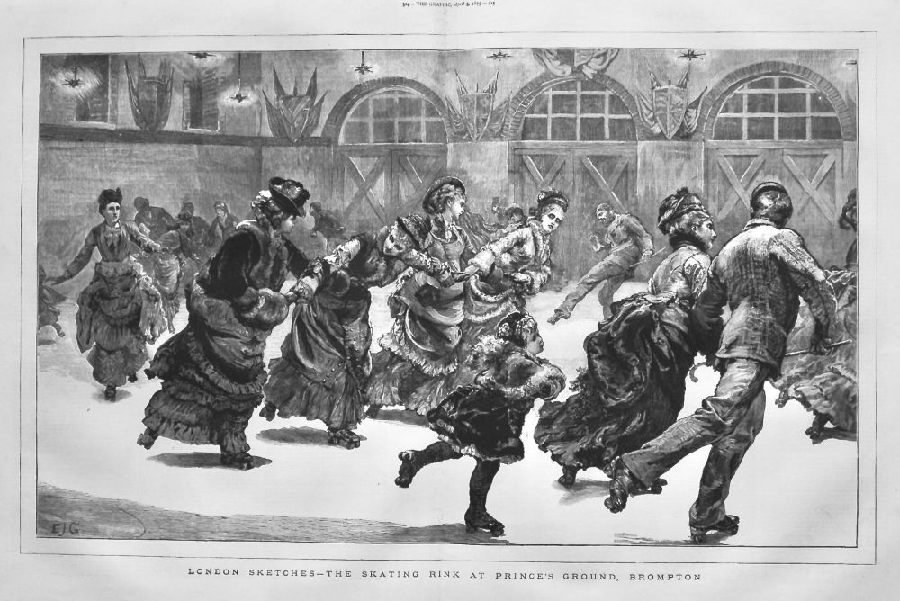 London Sketches - The Skating Rink at Prince's Ground, Brompton.  1875.